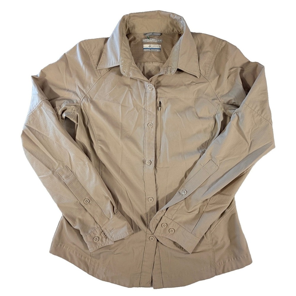 Columbia Shirt Women's Sz S Tan Silver Ridge Long‎ Sleeve Button Down